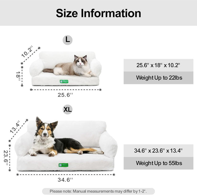 MEWOOFUN Orthopedic Dog Bed For Small Or Medium Dogs - 34.6 Inches Egg Foam Sofa With Removable Washable Cover & Non-Slip Bottom, Large, Beige