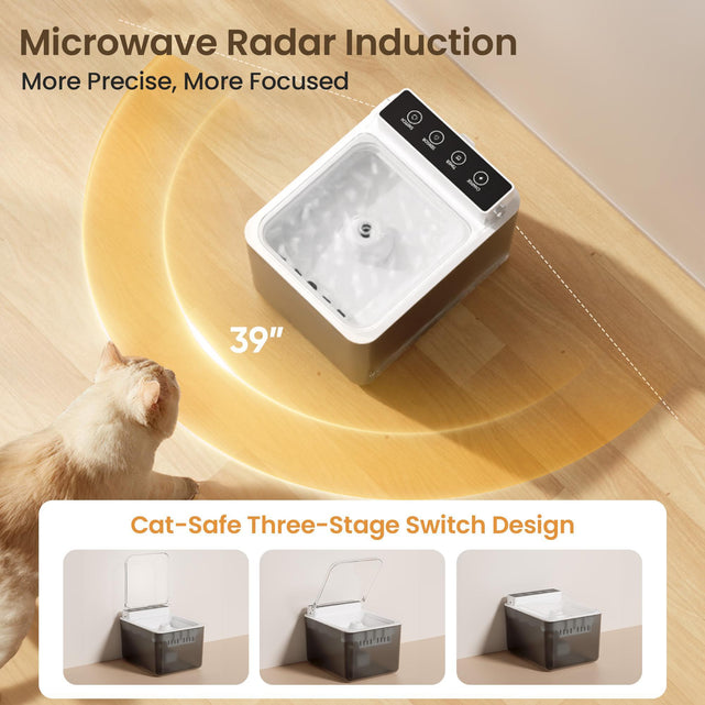 Wireless Charging Battery Driven 304 Stainless Steel Cat Automatic Induction Pet Water Fountain